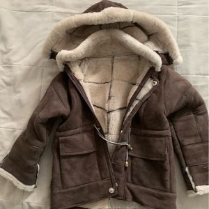 Chocolate brown sheep skin winter coat